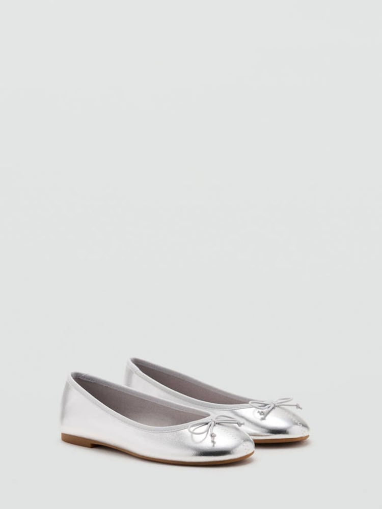 Mango Silver Ballet Flat Pumps - Image 1 of 4