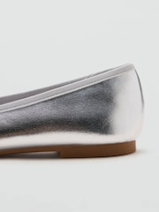 Mango Silver Ballet Flat Pumps - Image 4 of 4