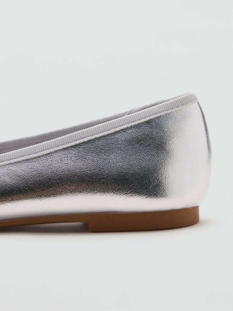 Mango Silver Ballet Flat Pumps - Image 4 of 4