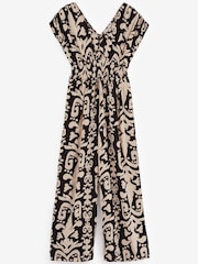 Mono Tile Sleeveless Shirred Waisted Wide Leg Jumpsuit - Image 1 of 2