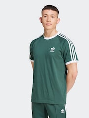 adidas Green Adicolor Classics 3-Stripes 100% Cotton  T-Shirt - Image 1 of 7