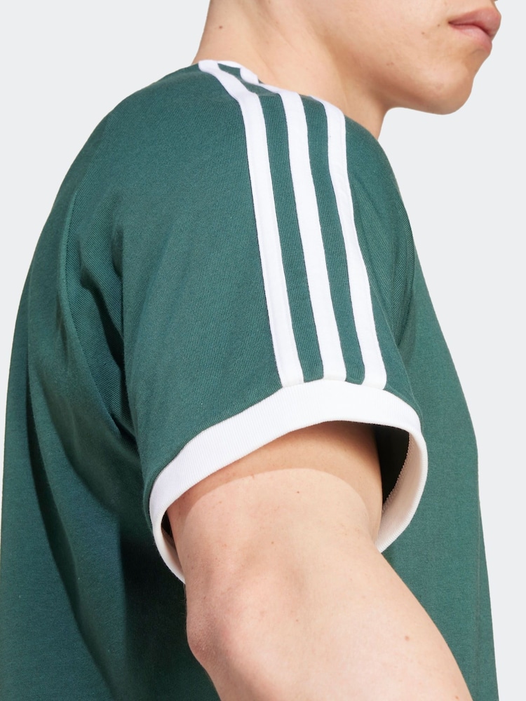 adidas Green Adicolor Classics 3-Stripes 100% Cotton  T-Shirt - Image 3 of 7