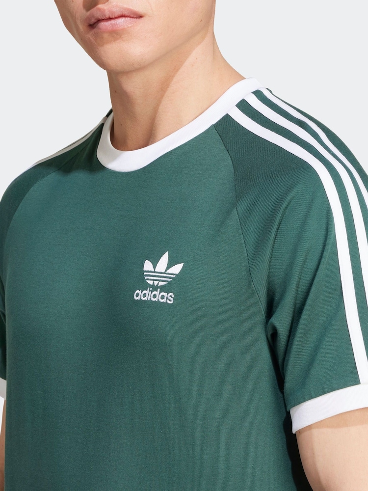 adidas Green Adicolor Classics 3-Stripes 100% Cotton  T-Shirt - Image 5 of 7