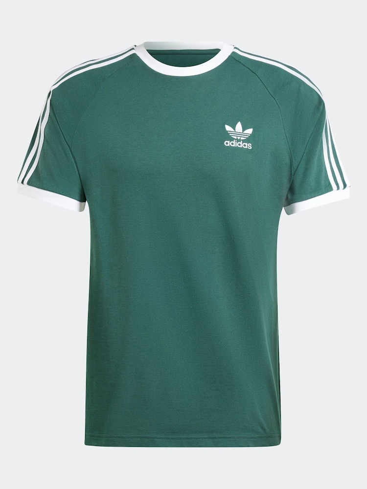 adidas Green Adicolor Classics 3-Stripes 100% Cotton  T-Shirt - Image 7 of 7