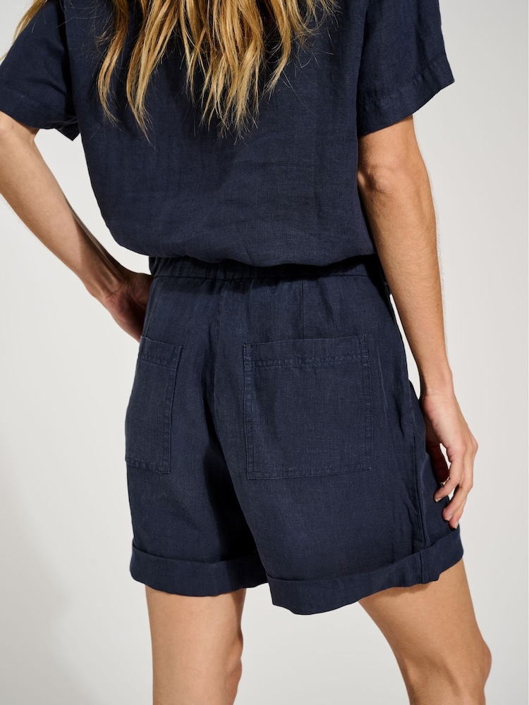 Baukjen Blue 100% Linen Marlowe Hemp Shorts - Image 2 of 3