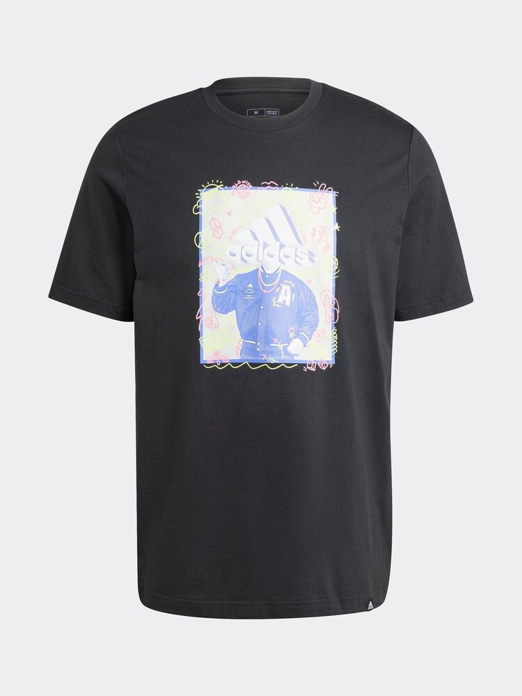 adidas Black 100% Cotton Doodle Graphic T-Shirt - Image 10 of 15