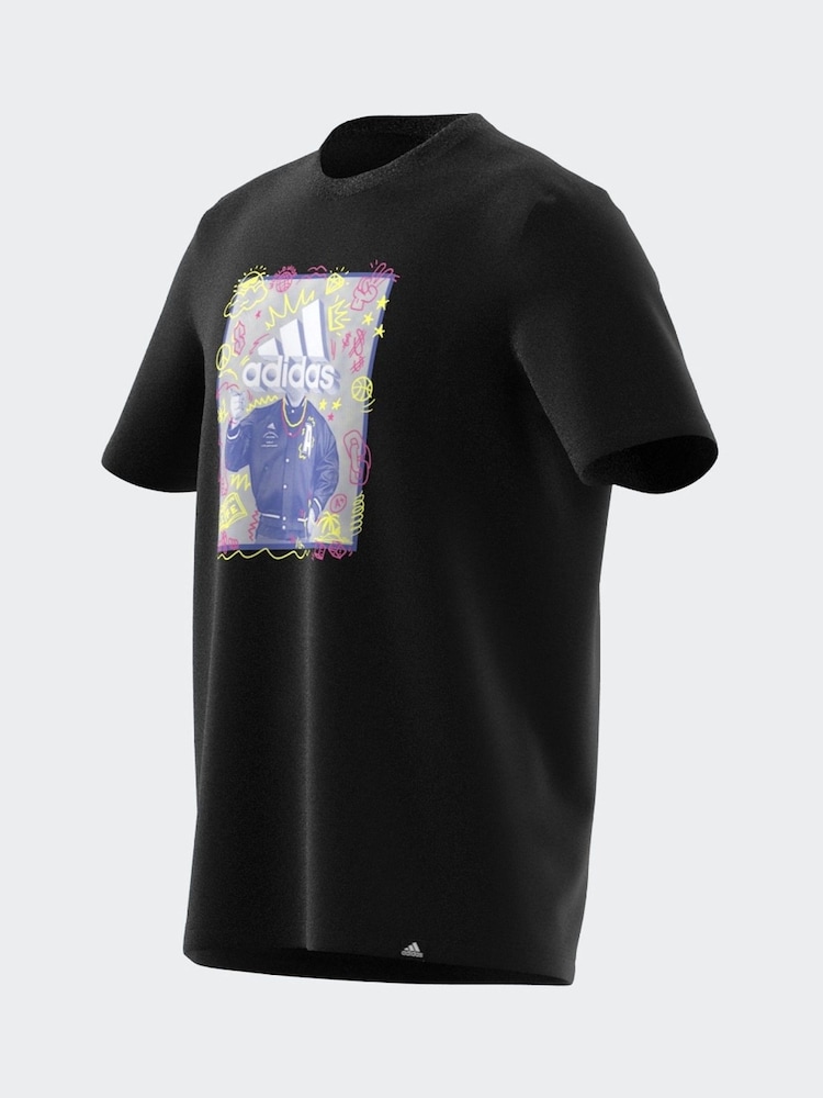 adidas Black 100% Cotton Doodle Graphic T-Shirt - Image 15 of 15