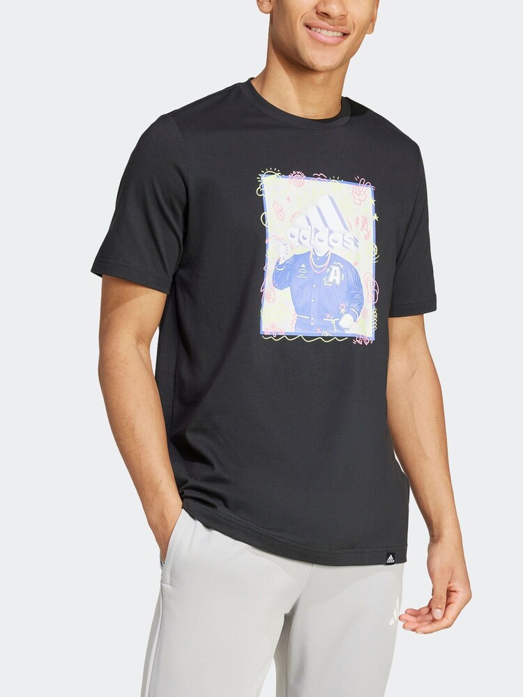 adidas Black 100% Cotton Doodle Graphic T-Shirt - Image 3 of 15