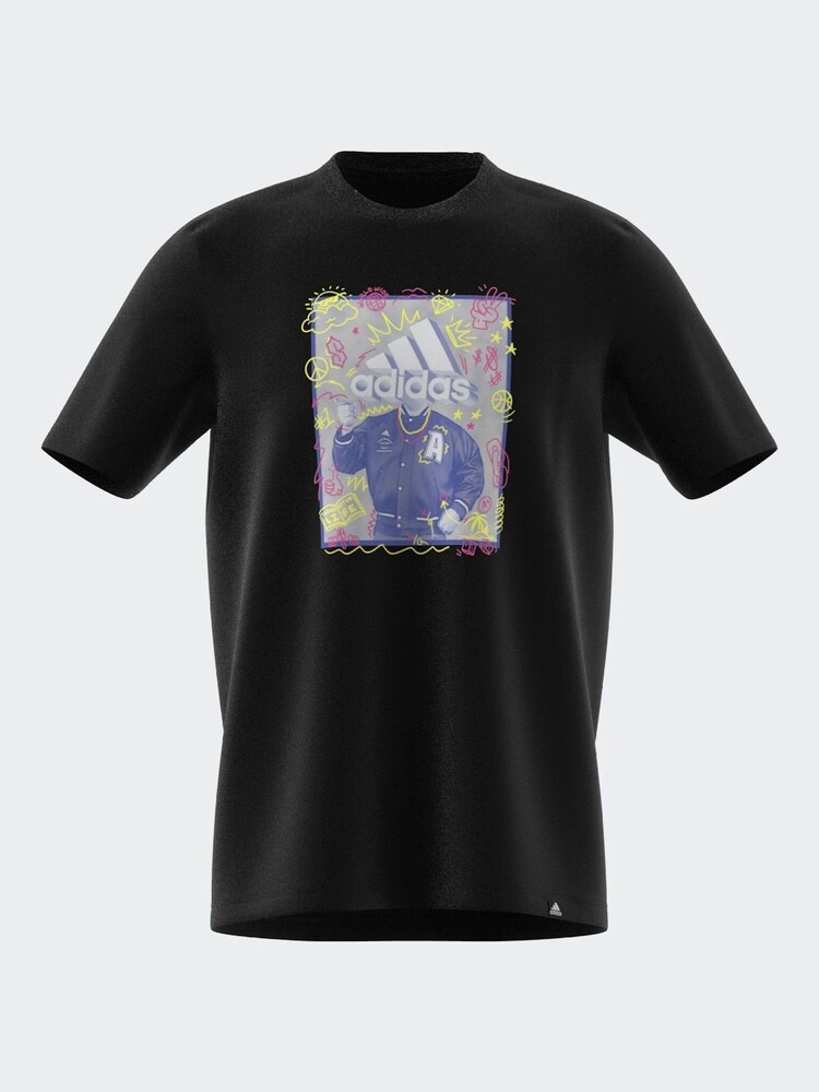 adidas Black 100% Cotton Doodle Graphic T-Shirt - Image 7 of 15