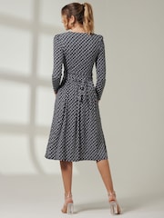 Jolie Moi Black Front Wrap V-Neck Midi Dress - Image 2 of 6