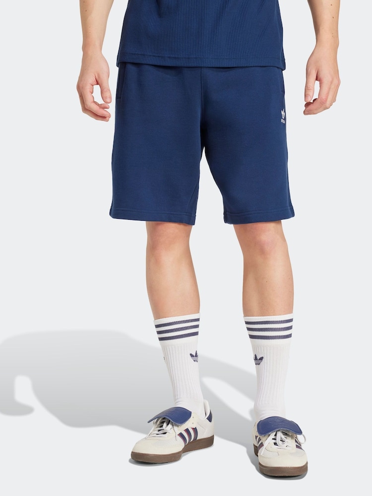 Azul - Pantalones cortos básicos de algodón 100 % con diseño de trébol de Adidas Original - Imagen 1 de 6