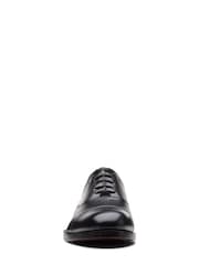 Clarks Jet Black Leather Craftdean Cap Shoes - Image 4 of 6