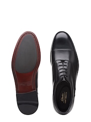 Clarks Jet Black Leather Craftdean Cap Shoes - Image 6 of 6