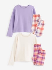 Purple/Orange Woven Check Pyjamas 2 Packs (3-16yrs) - Image 2 of 5