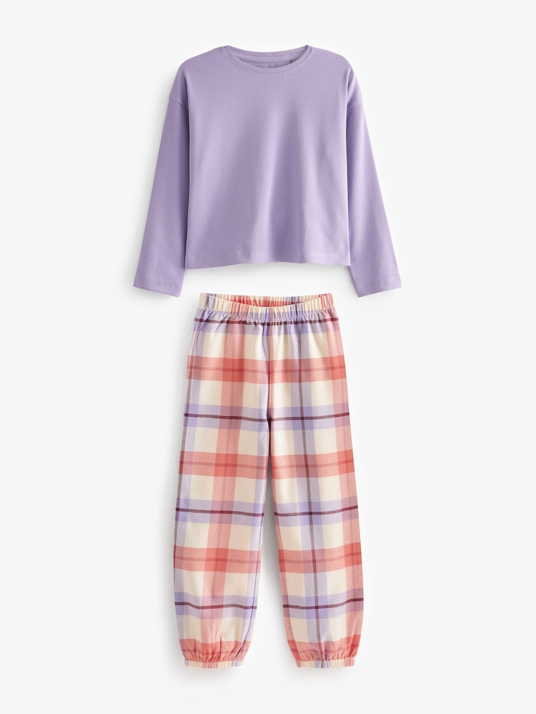 Violet/orange - Pyjama tissé à carreaux 2 paquets (3-16 ans) - Image 4 of 5
