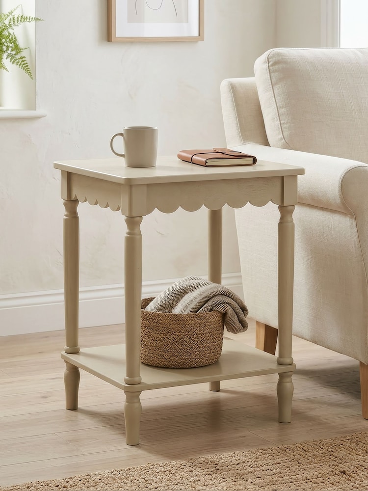 Scottish Everlastings Ltd Warm Stone Scalloped Edge Side Table - Image 1 of 3