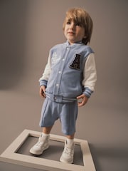 Light Blue Letterman and Shorts Set (3mths-7yrs) - Image 2 of 8