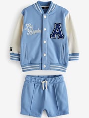 Light Blue Letterman and Shorts Set (3mths-7yrs) - Image 6 of 8