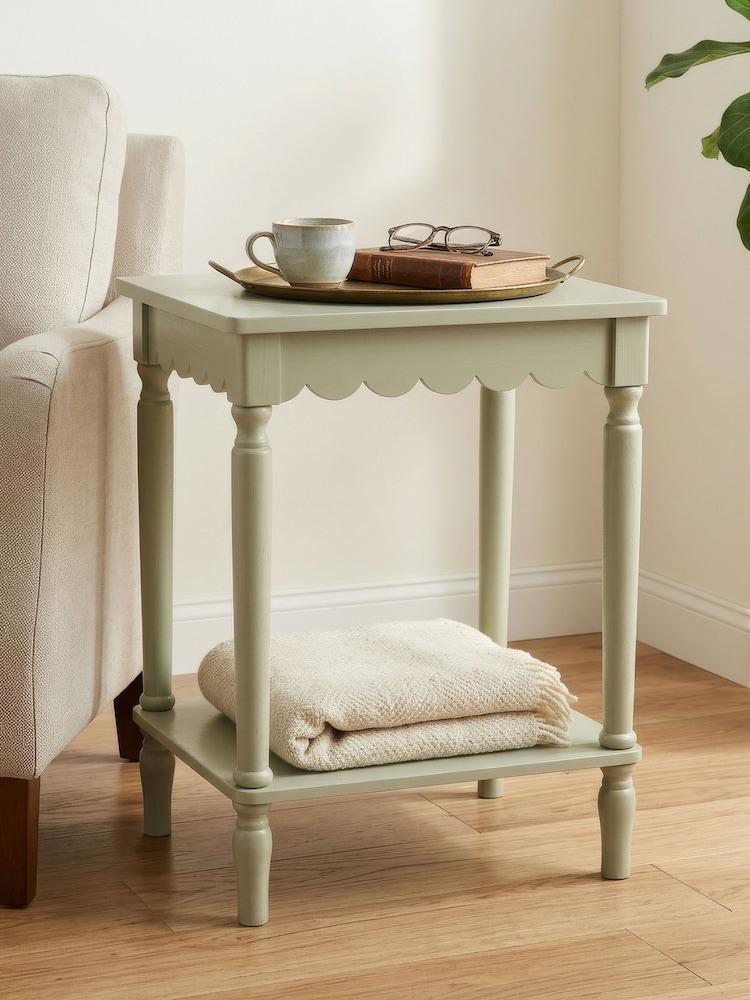Scottish Everlastings Ltd Moss Green Scalloped Edge Side Table - Image 1 of 3 Scottish Everlastings Ltd Moss Green Scalloped Edge Side Table - Image 1 of 3