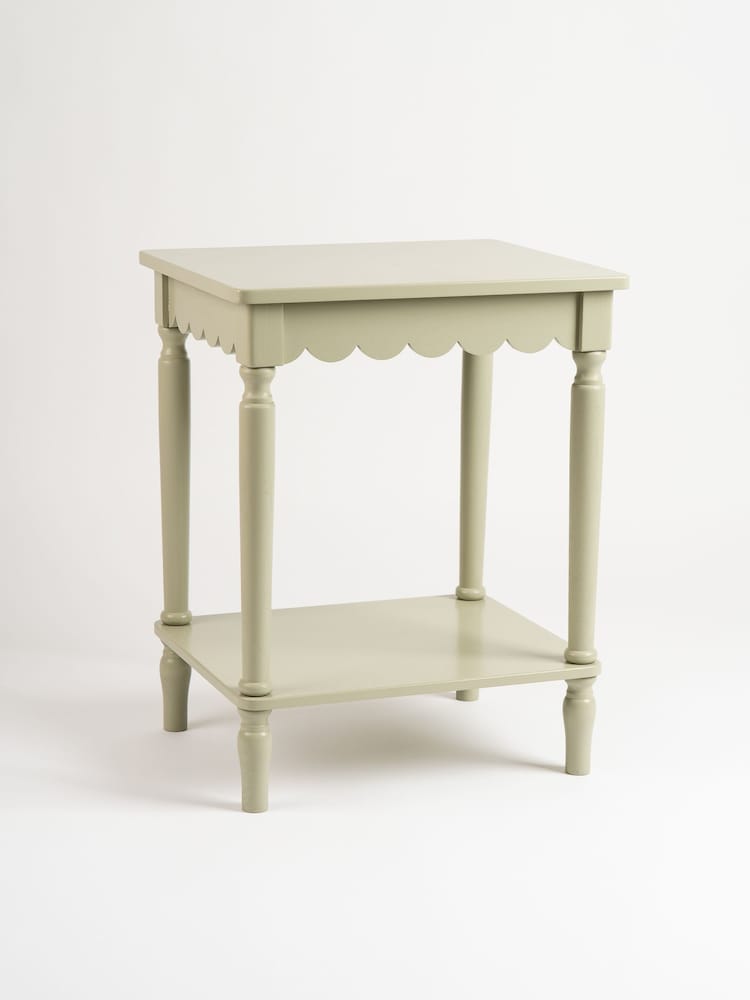 Scottish Everlastings Ltd Moss Green Scalloped Edge Side Table - Image 2 of 3 Scottish Everlastings Ltd Moss Green Scalloped Edge Side Table - Image 2 of 3