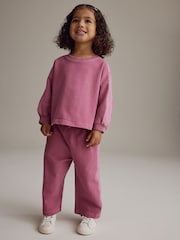 Purple Long Sleeve Top And Wide Leg 100% Cotton Trousers Set (3mths-7yrs) - Image 1 of 8