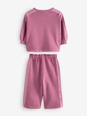 Purple Long Sleeve Top And Wide Leg 100% Cotton Trousers Set (3mths-7yrs) - Image 7 of 8