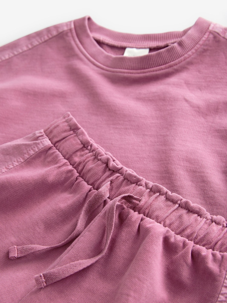 Purple Long Sleeve Top And Wide Leg 100% Cotton Trousers Set (3mths-7yrs) - Image 8 of 8