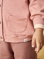Pink Long Sleeve 100% Cotton Cardigan and Wide Leg Joggers Set (3mths-7yrs) - Image 5 of 8