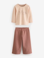 Pink Long Sleeve 100% Cotton Cardigan and Wide Leg Joggers Set (3mths-7yrs) - Image 6 of 8