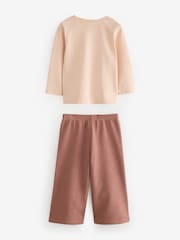 Pink Long Sleeve 100% Cotton Cardigan and Wide Leg Joggers Set (3mths-7yrs) - Image 7 of 8