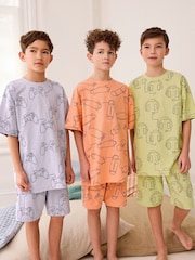 Več pastelnih linearnih Character - Kratke pižame 3 paket (3-16let) - Slika 1 iz 10