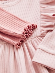 Pink Brushed Ribbed Long Sleeve T-Shirt and Leggings Set (3mths-7yrs) - Image 3 of 3