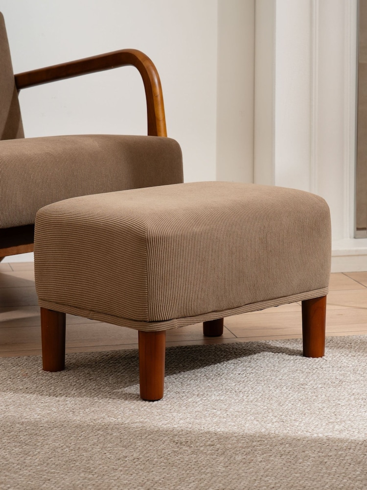 Scottish Everlastings Ltd Taupe Cord Footstool - Image 1 of 3 Scottish Everlastings Ltd Taupe Cord Footstool - Image 1 of 3