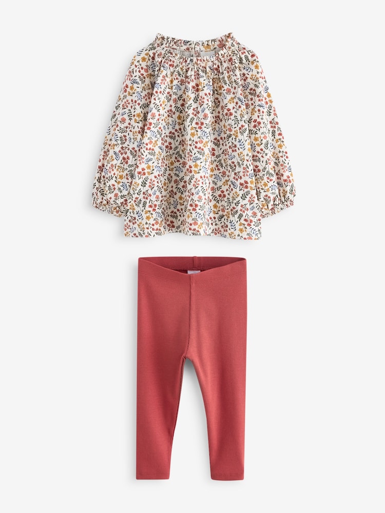 Orange Floral Blouse And Leggings Set (3mths-7yrs) - Image 6 of 8