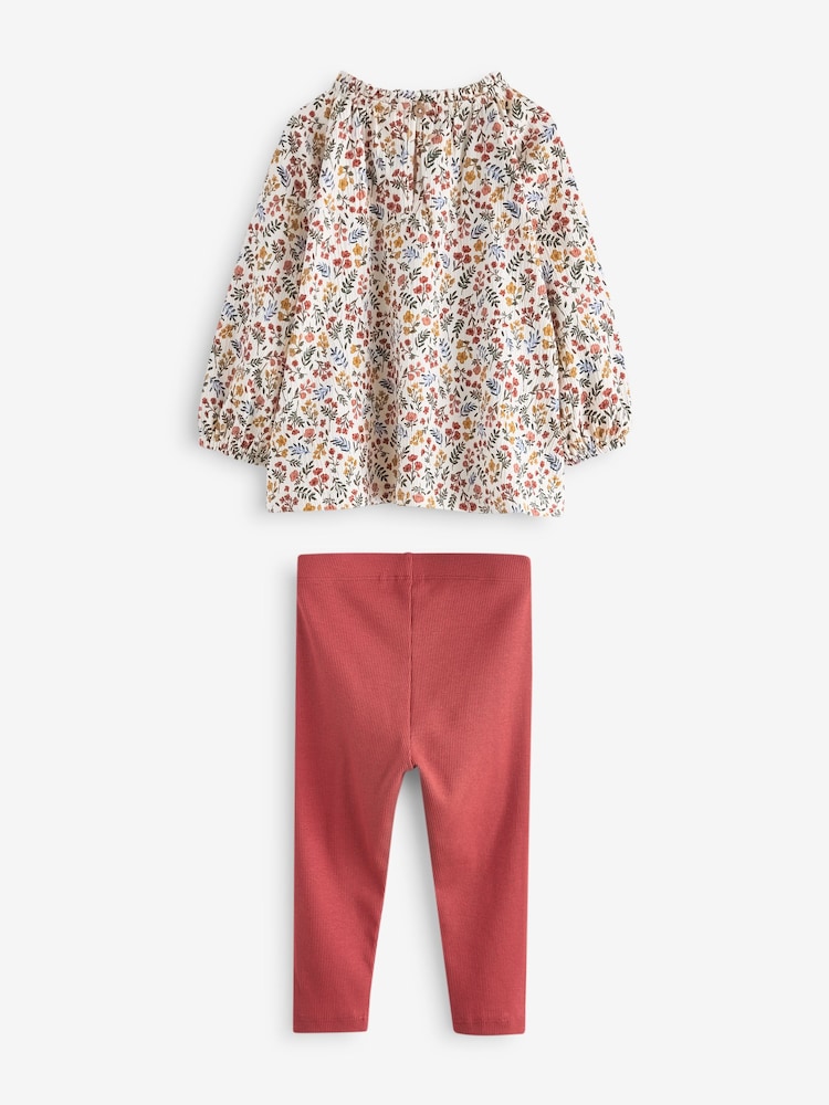 Orange Floral Blouse And Leggings Set (3mths-7yrs) - Image 7 of 8