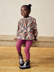 Marineblau mit floralem Muster - Set aus Bluse und Leggings (3 M.–7 J.) - Bild 1 von 8
