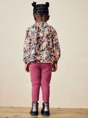 Marineblau mit floralem Muster - Set aus Bluse und Leggings (3 M.–7 J.) - Bild 3 von 8