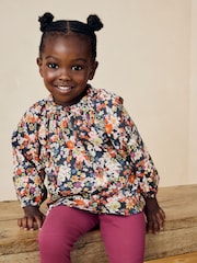 Marineblau mit floralem Muster - Set aus Bluse und Leggings (3 M.–7 J.) - Bild 4 von 8