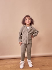 Tan Brown Rib Long Sleeve Button-up Top and Leggings Set (3mths-7yrs) - Image 3 of 8