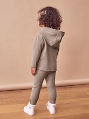 Tan Brown Rib Long Sleeve Button-up Top and Leggings Set (3mths-7yrs) - Image 4 of 8