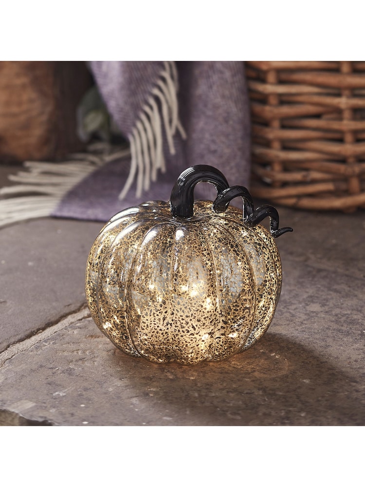 Lights4fun Black Mercury Light Up Pumpkin Decoration - Image 1 of 3