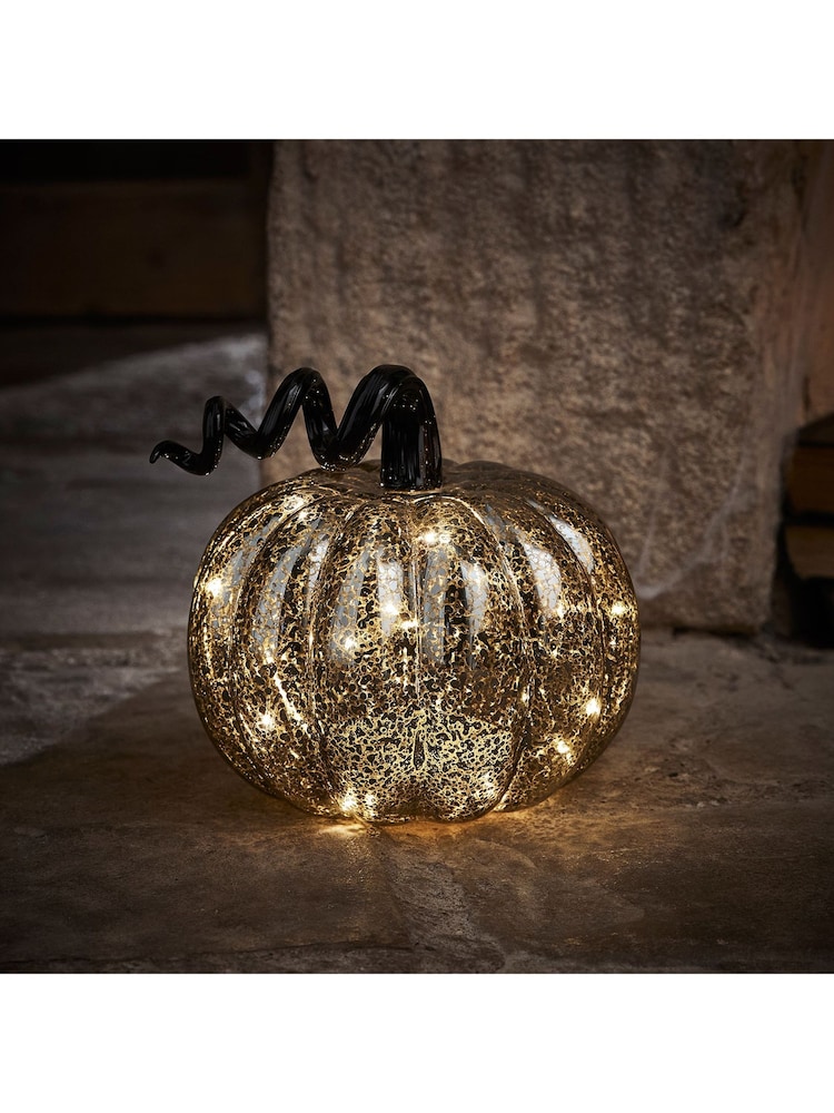 Lights4fun Black Mercury Light Up Pumpkin Decoration - Image 2 of 3