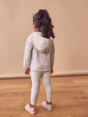 وردي زهور - طقم من رداء علوي بأزرار وأكمام طويلة وبنطلون ضيق بنسيج مضلع (3 شهور-7 سنوات) - صورة 3 من 7