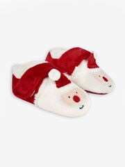 JoJo Maman Bébé Red Santa Slipper Shoes - Image 1 of 4