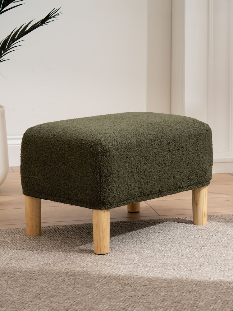 Scottish Everlastings Ltd Green Boucle Footstool - Image 1 of 3 Scottish Everlastings Ltd Green Boucle Footstool - Image 1 of 3