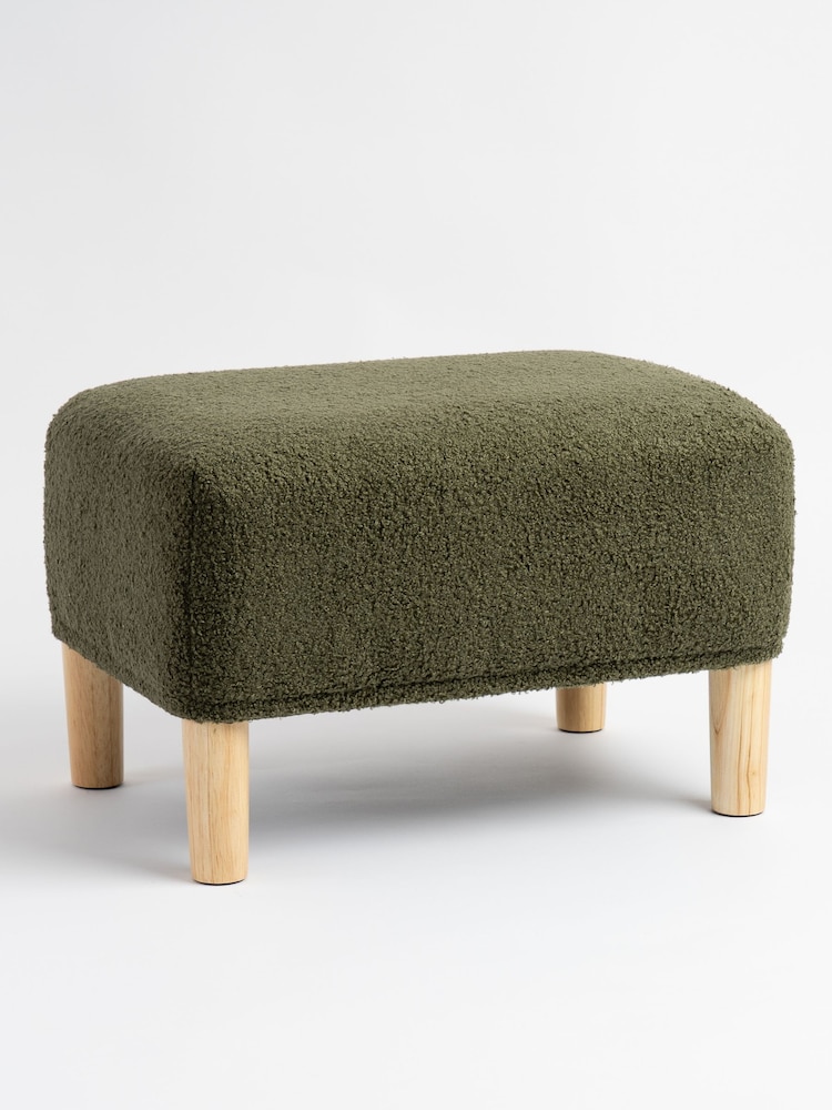 Scottish Everlastings Ltd Green Boucle Footstool - Image 2 of 3 Scottish Everlastings Ltd Green Boucle Footstool - Image 2 of 3