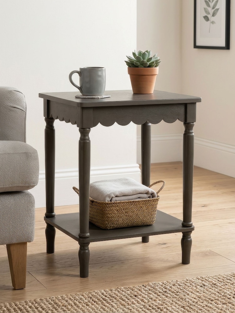 Scottish Everlastings Ltd Olive Brown Scalloped Edge Side Table - Image 1 of 3 Scottish Everlastings Ltd Olive Brown Scalloped Edge Side Table - Image 1 of 3