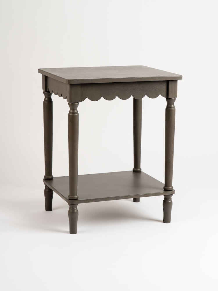 Scottish Everlastings Ltd Olive Brown Scalloped Edge Side Table - Image 2 of 3 Scottish Everlastings Ltd Olive Brown Scalloped Edge Side Table - Image 2 of 3