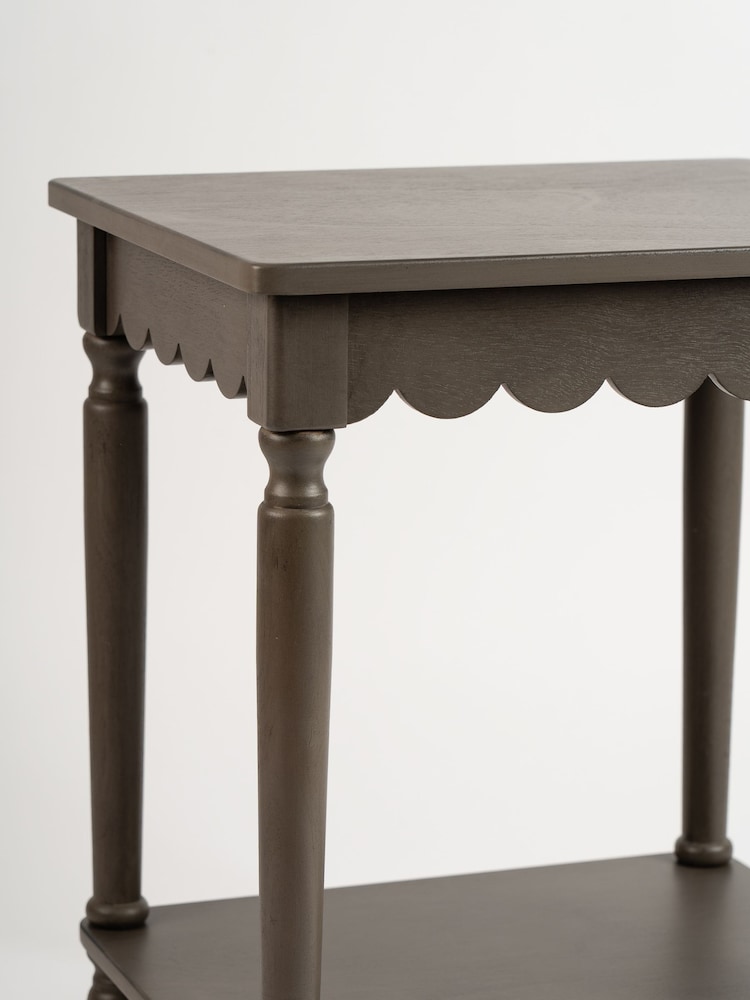 Scottish Everlastings Ltd Olive Brown Scalloped Edge Side Table - Image 3 of 3 Scottish Everlastings Ltd Olive Brown Scalloped Edge Side Table - Image 3 of 3