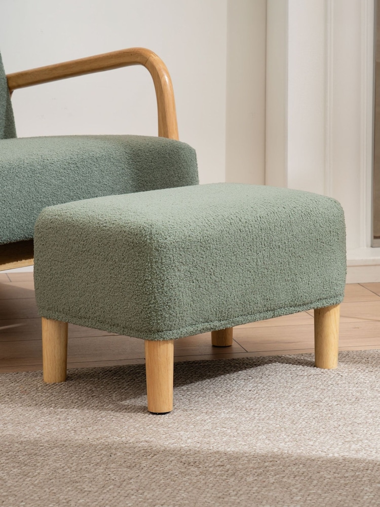 Scottish Everlastings Ltd Light Green Boucle Footstool - Image 1 of 3 Scottish Everlastings Ltd Light Green Boucle Footstool - Image 1 of 3